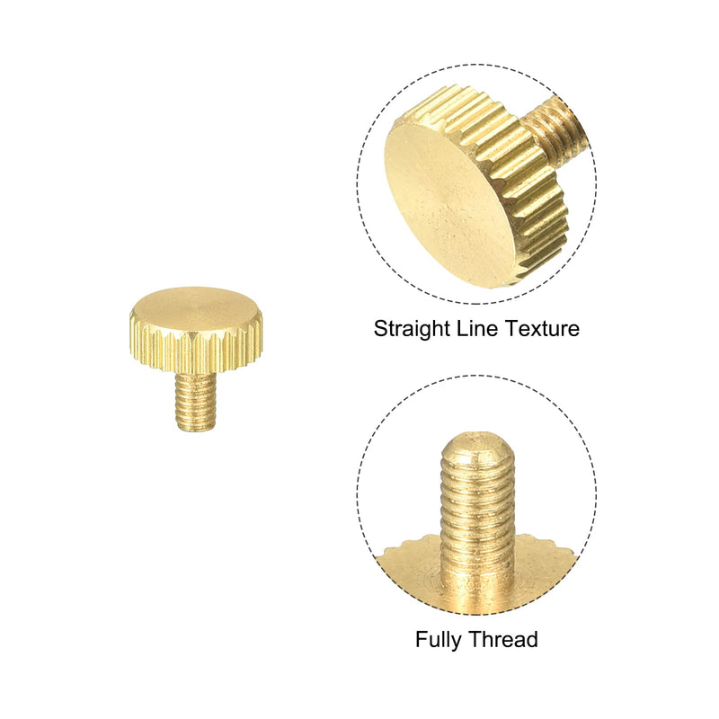 uxcell 10Pcs Brass Knurled Thumb Screws, M3x6mm Flat Grip Bolt Knobs Fasteners for Electronic, Mechanical 10