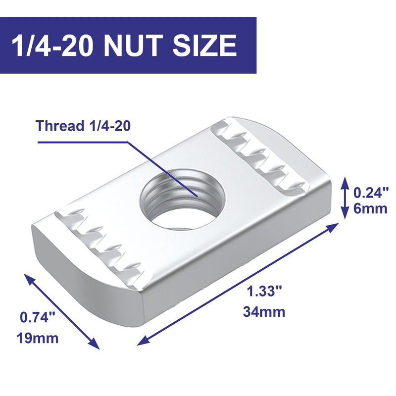 Jayseon 20 Pcs 1/4"-20 Strut Channel Cone Nuts,Carbon Steel Wing Strut Nuts for Strut Channel, Nylon Channel Squeeze Nut for Channel Struts, Dacromet Finish Excellent Rust
