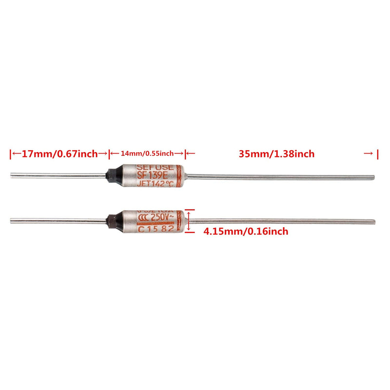 BOJACK SF139E SEFUSE 10A 250V Thermal Fuses 142 Degrees Celsius Thermal Cutoffs (Pack of 10)