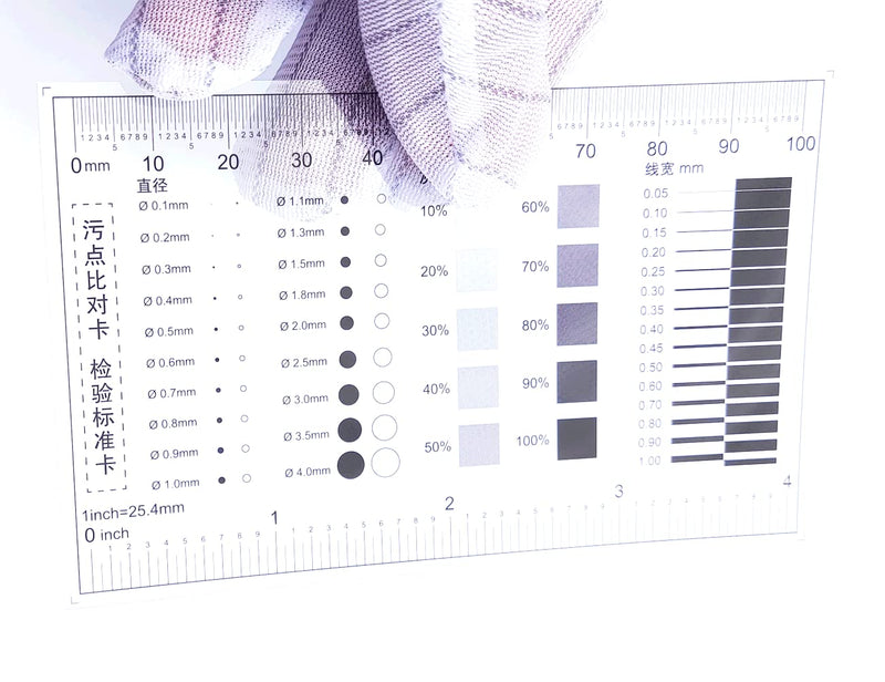 Flaw Test Gauge SEC Size Estimation Chart (Transparency) for Dot and Line Defects Measuring 4 inches (1) 1