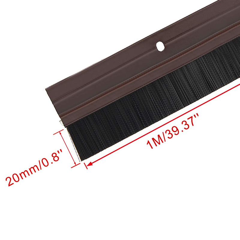 uxcell Door Brush Bottom Sweep Brown h-Shape Aluminum Alloy Holder w 0.8-inch Black PP Silicone Soft Brush, 1000mm x 43mm(Approx 39.37-inch x 1.7-inch) 39.37" x 0.8" black/Brown