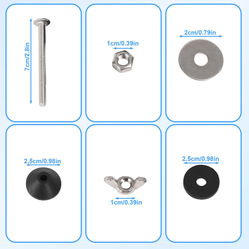 Toilet Tank to Bowl Gasket Repair Kit, Includes 7.6cm/3in & 5cm/2in Seal Gaskets Stainless Steel Bolts Washers Bases Nuts Butterfly Nuts Universal Leak Fix Kit for Two-Piece Toilet Tank