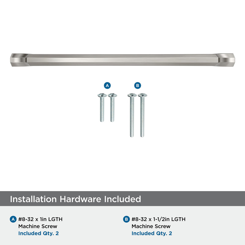 Amerock Bellamy 10-1/16 inch (256 mm) Center-to-Center Satin Nickel Cabinet Pull, BP36712G10