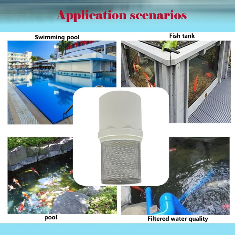 2 inch Suction Strainers Stainless Steel Filter Cover Connected to 2 inch/DN50 PVC Water Pipe Used to Remove Debris and Reduce Solid Entry