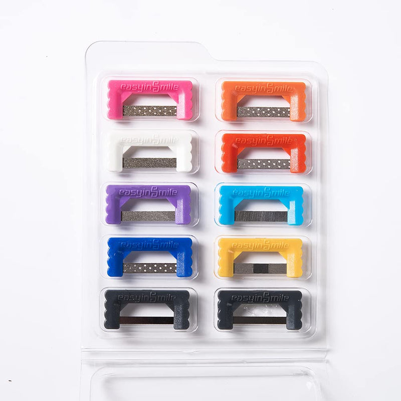 10pcs Easyinsmile IPR Dental Kit Orthodontic Interproximal Enamel Reduction Strips Tooth Polish Abrasive Saw Oral Care Cleaning Tool (Multicolor) Multicolor