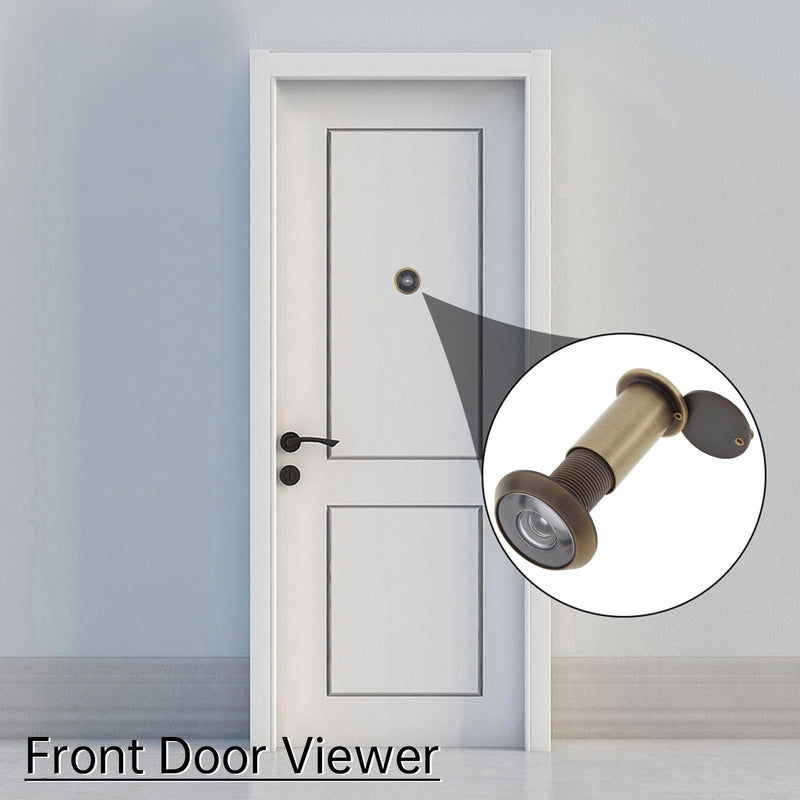 Door Viewer Peephole,200 Degree Solid Brass Peep Holes for Solid Wood Door with 16mm Drill Bit, 5/8 Inch Door Eye Viewer with Privacy Cover for 1-3/8" to 2-1/4" Doors (1, Antique Bronze)