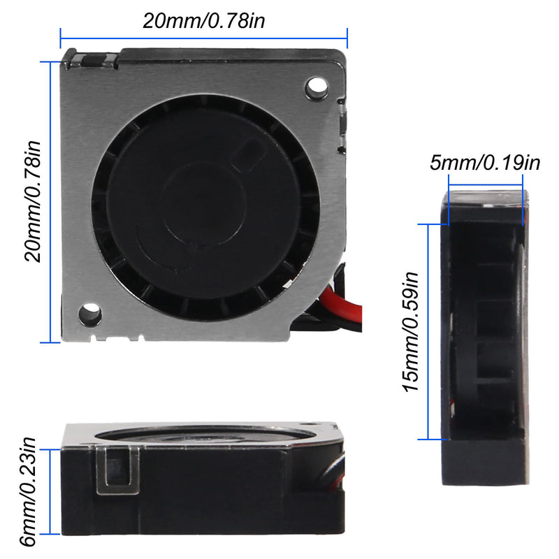 6pcs DC 20mm Fan 5V 2006/20x20x6mm Sleeve Bearings Brushless DC Cooling Blower Fan with 2 Pin Terminal for 3D Printer Parts