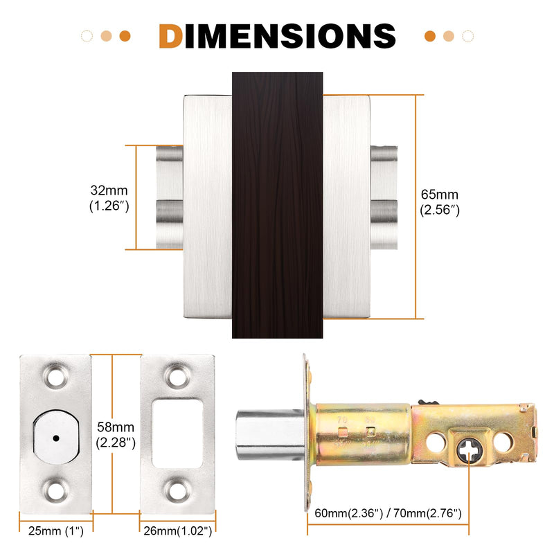 Probrico Satin Nickel Double Cylinder Deadbolt,Keyed Both Side,Residential Security Square Door Lock for Interior and Exterior,3Pack 3