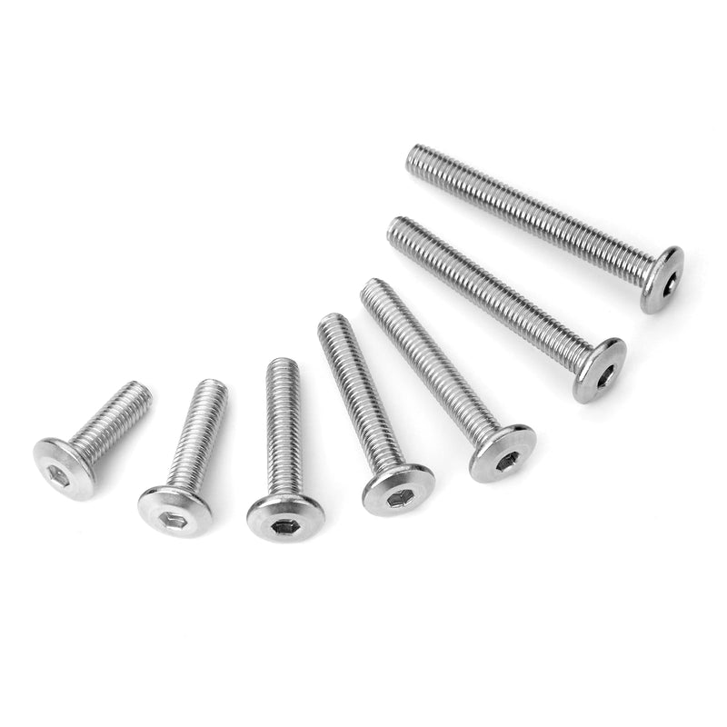 30Pcs M6 Bolts, M6 x 20mm Flat Head M6x1.0 Bolt Hex Socket Cap Screws Bolts, M6 Screws 304 Stainless Steel Furniture Screws Full Thread, Bright Finish & Hex Spanner by Mywish Silver-M6