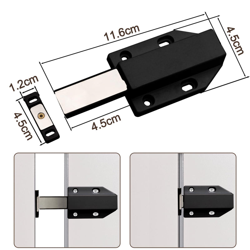 4 Pack Magnetic Push Latch Push to Open Cabinet Hardware Magnetic Touch Latch Door Push Release Latch Magnetic Drawer Push Catch Drawer Magnets, Black 4 Pack, Black