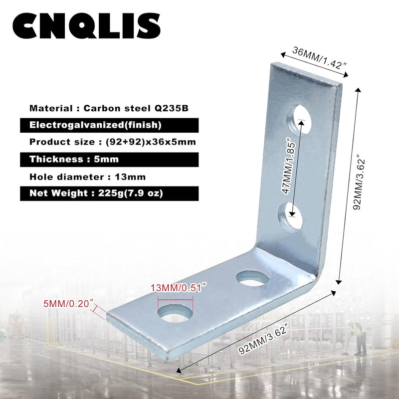CNQLIS 4 Hole 90 Degree Bracket, L Brackets Heavy Duty for 1-5/8" Strut Channel, Unistrut Hardware (Including Bolts and Nuts), 3/16" Thick (6 Pcs) 6