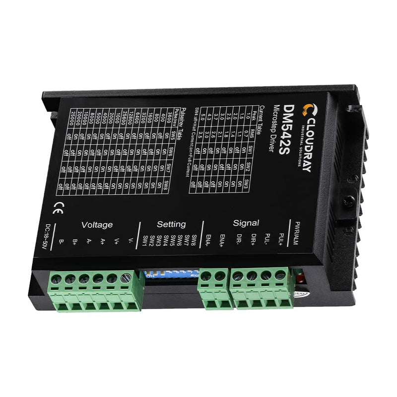 Cloudray 2-Phase Stepper Motor Driver DM542S 1.0-5.0A 24-48VDC 1/128 Micro-step Resolutions for CNC Nema 17, 23, 24 and 34 Stepper Motor For CNC Engraver