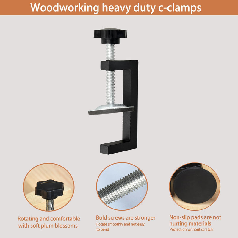 C Clamp for woodworking Mini Clamps Small C-Clamp Tiger Clamp G Clamp Small Desk Clamp Universal Cabinet C Clamps Heavy-duty Woodworking Clamp,2 inch C-Clamps 4 pcs