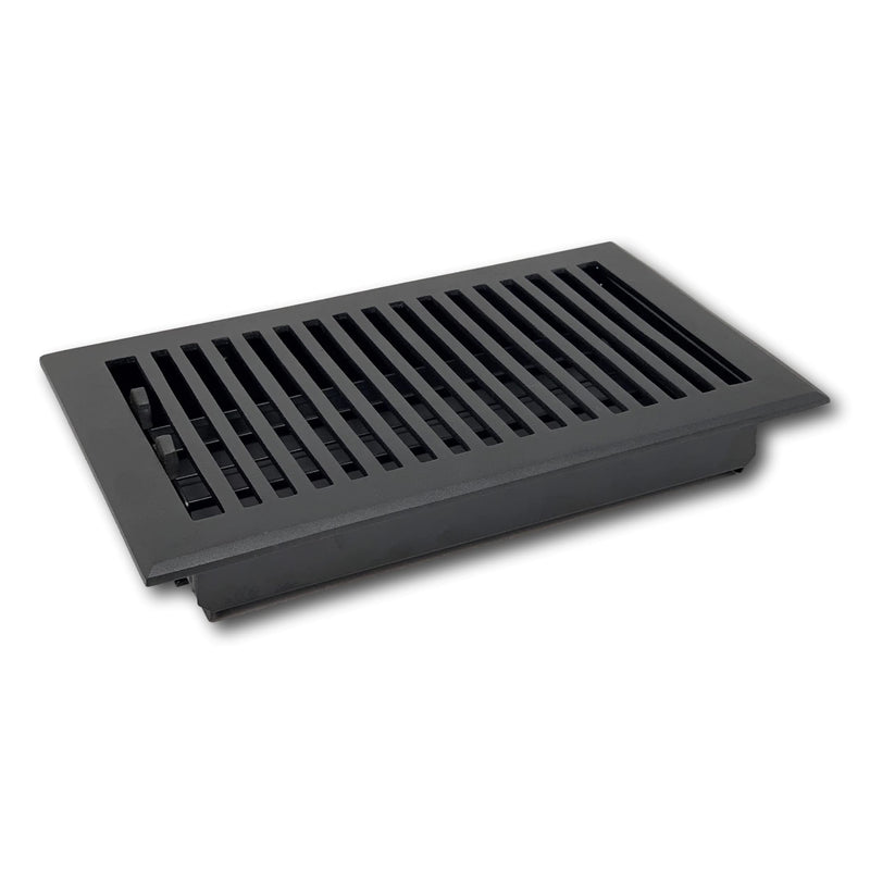 Madelyn Carter 4 x 10 Cast Aluminum Contemporary Vent Cover - Black (Overall: 5.25 x 11.5) | Floor Register and Wall Register 4 x 10 (Overall: 5.25 x 11.5)
