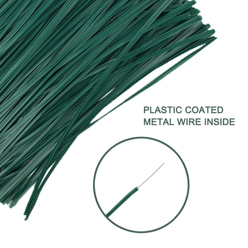 POYEE 6" 15cm Garden Twist Ties Plastic Garden Plant Support Cable Cord Ties (100, Green) 100