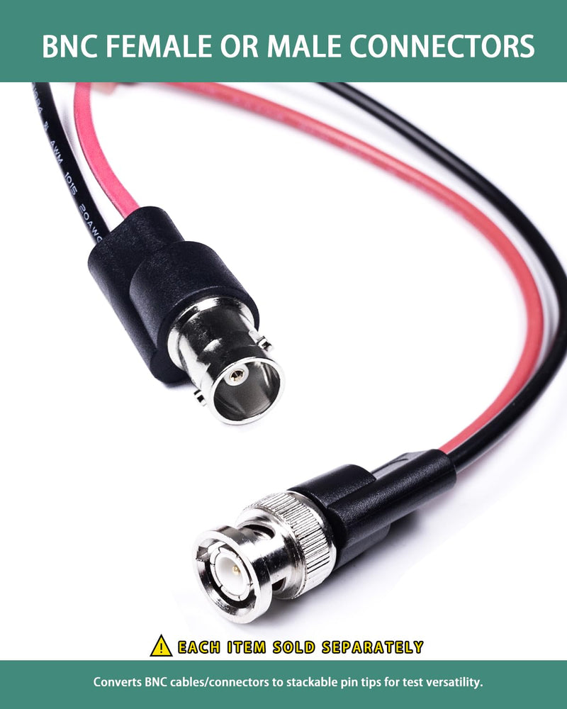 BNC Test Leads, BNC (Male) to Stackable Pin Tip Plugs, Oscilloscope Probes BNC to Stackable Pin Male Plug