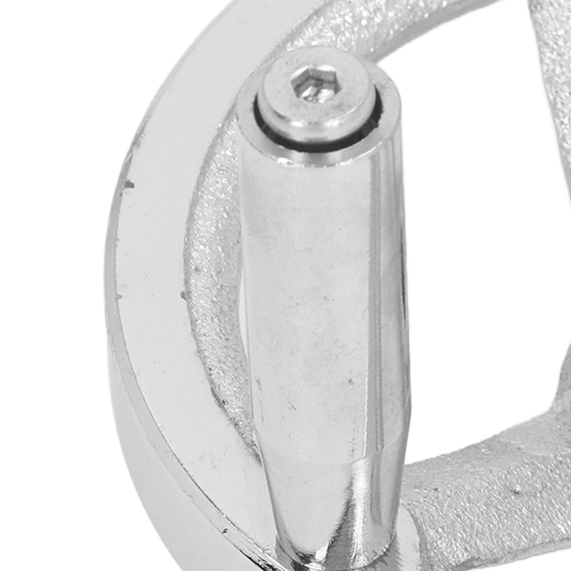 125mm Diameter 12mm ID Rotary Handwheel, Cast Iron Chrome Plated Round Hand Wheel Detachable Hand Crank Revolving Handwheel With Handle for Lathe, Milling Machine