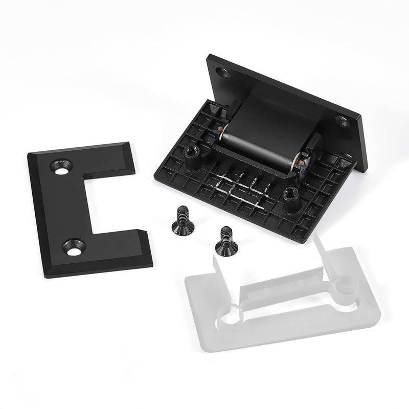 Ranbo 90 Degree Shower Glass Door Hinge, Matte Black, 1 Pack | solid 5mm-thick 304 stainless steel, wall to glass mount, for 5/16"-1/2" (8mm-12mm) thick frameless doors, beveled edge 90-degree glass-to-wall