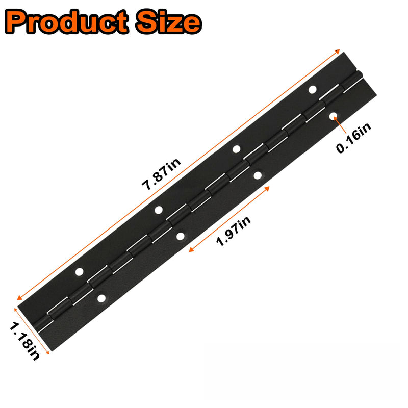 4 Pack 8/12/16/20 Inch Continuous & Piano Hinges, Complete Line Black Stainless Steel 304 Continuous Folding Hinges for Doors, Cabinets, Window 8INCH-4PCS
