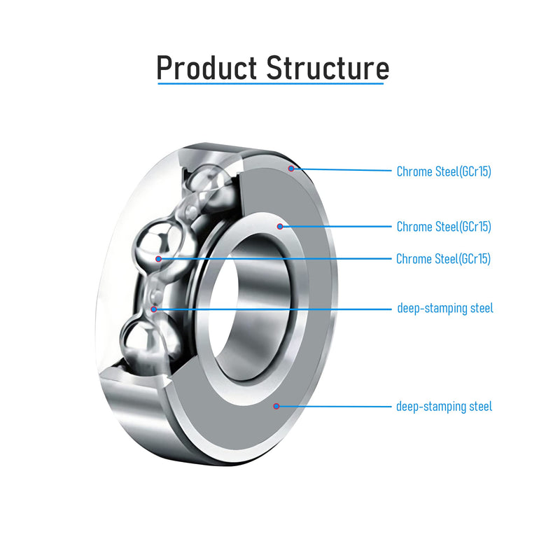 R2ZZ 10 PCS Deep Groove Ball Bearing ID 1/8"×OD 3/8"×Width 5/32" Double Metal Shielded Ball Bearing Chrome Steel P0 Z2 Bearing for Industrial Machine,Power Tools and Mechanical Equipment R2ZZ Size 1/8"×3/8"×5/32"