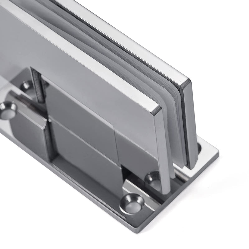 Ranbo 90 Degree Shower Glass Door Hinge, Polished Chrome, 1 Pack | solid 5mm-thick 304 stainless steel, wall to glass mount, for 5/16"-1/2" (8mm-12mm) thick frameless doors