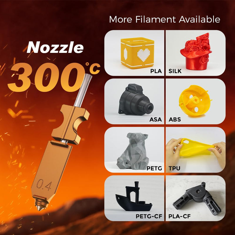 Flashforge Nozzle Assembly for AD5X 3D Printer, 300˚C High Speed and Quick-Release Nozzle (0.4mm) 0.4mm