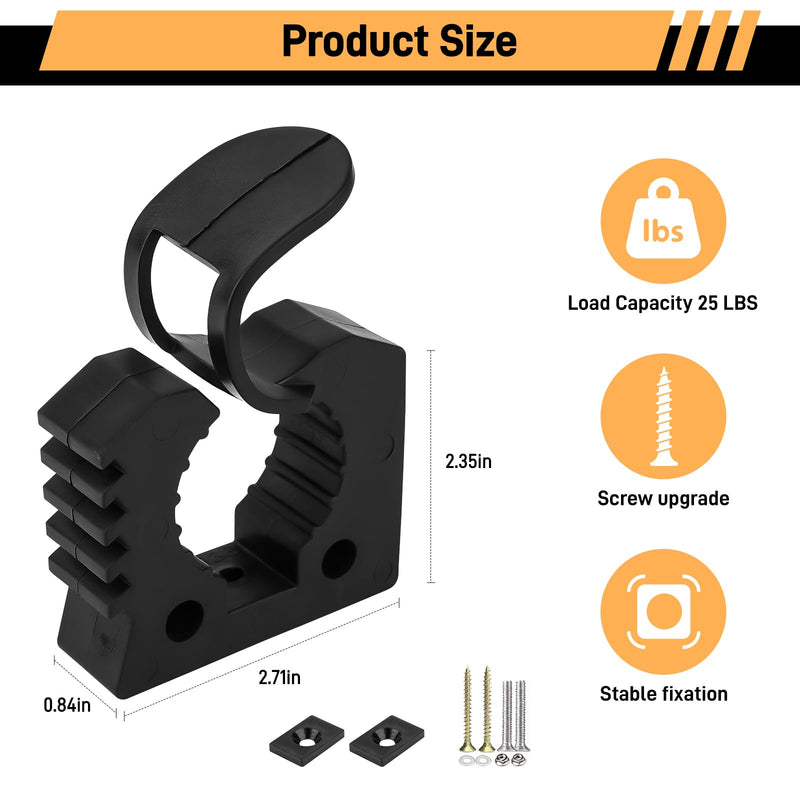 Kryonix Rubber Clamp,Shovel Mount,Quick Fist Mount Clamps for 1.18" to 1.57" Diameter Objects,Heavy Duty Black Rubber,6 Pack with Mounting Hardware for Garage,Offroad,Trucks, ATVs,Boats 6PCS