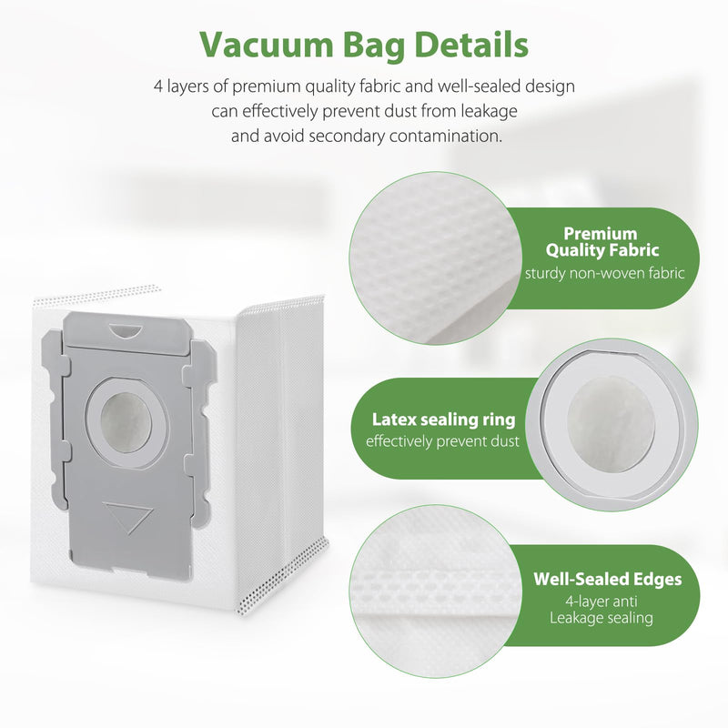 18 Pack Vacuum Bags for iRobot Roomba i7, i7+, i7Plus, i8, i8+, i3, i3+, i4, i4+, i6, i6+, s9, s9+, s9Plus, i and s Series Clean Base Automatic Dirt Disposal Bags 18 Pack