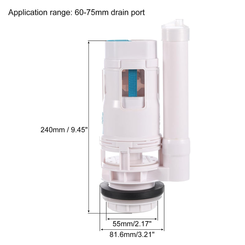 uxcell Toilet Flush Valves, 2 Inch Dual Flush Valve Split Push Button Toilet Bottom Inlet Fill Valve Toilet Replacement Parts(240mm Height, White) 240mm