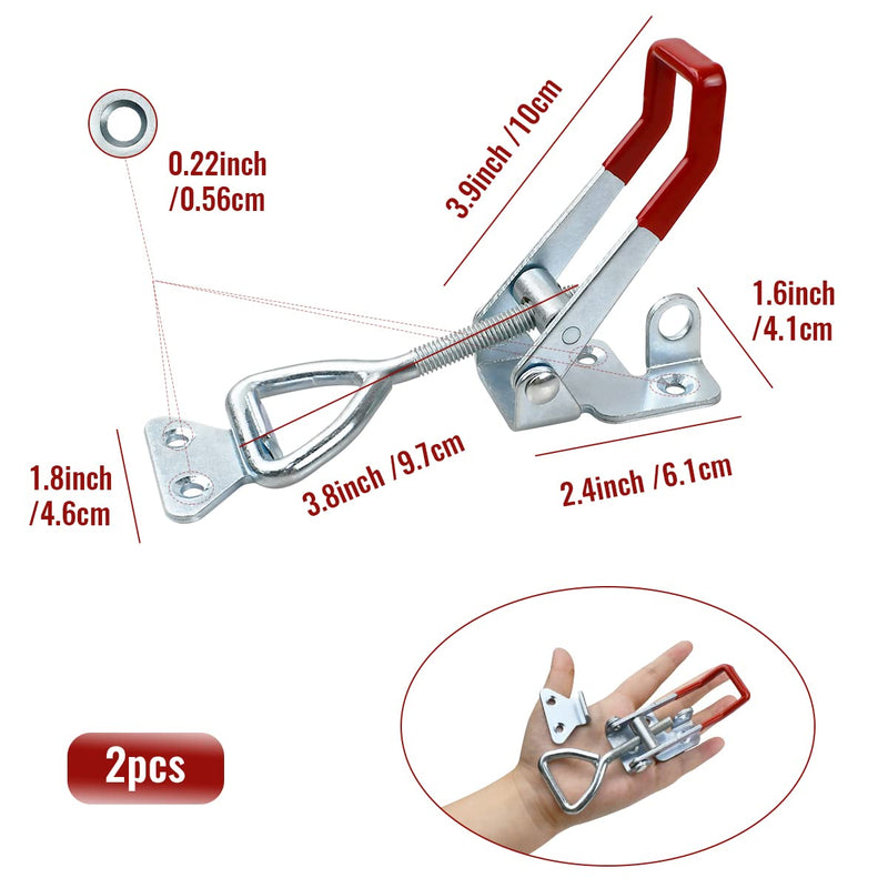 2 PCS Heavy Duty Toggle Clamp Latch 4003 Adjustable Latch Hardware, 1320Lbs Holding Capacity, Quick Release Pull Latch Clamp for Box Case Trunk, Industrial EquiIpment, Smoker Door and More (7.5inch) 7.5inch