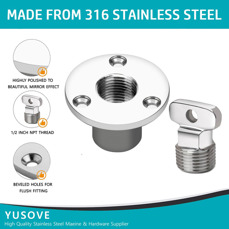 Marine Drain Plug Kit 316 Stainless Steel Boat Drain Plug Fits 1 inch Hole,with Screw,Boat Transoms Garboard Drain & Plug