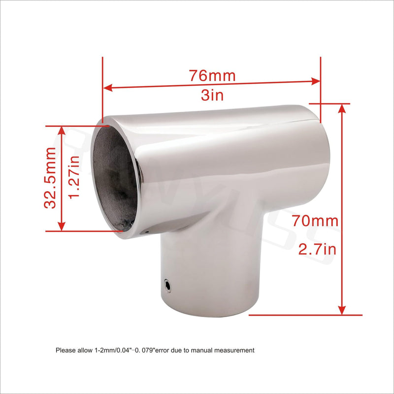 Marine Grade Heavy Dudy 11/4IN Pipe Hand Rail Tee 316 SS Mirror Polished Hand Rail Fitting-90 Degree 11/4IN3 Way Corner Elbo
