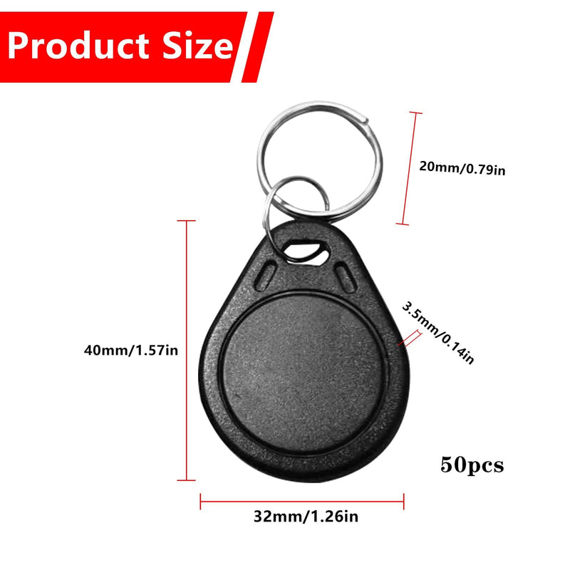 50PCS ID 125KHz RFID Key Tag Writable Rewritable T5577 Key Fob Tag for RFID Writer Black (Original Blank Chip)