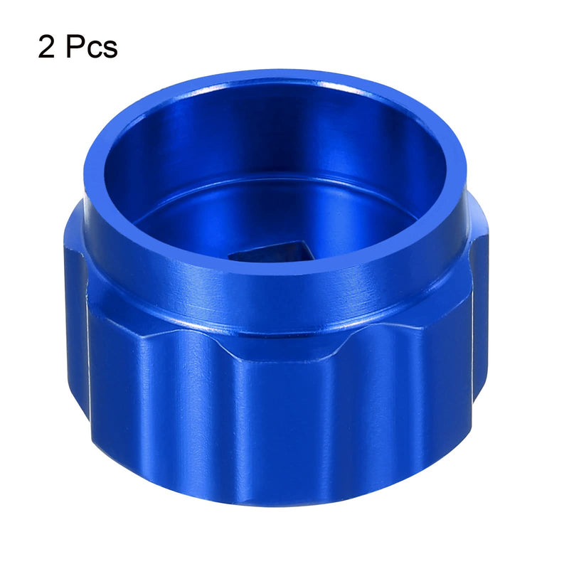 PATIKIL Round Wheel Handle, 2 Pack Faucet Handles Refrigerant Manifold Gauges Knob Square Broach Handwheel Replacement, Aluminum Alloy Blue