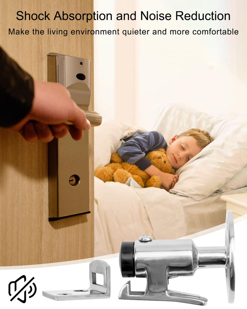 2PCS Door Stopper Catch Set, 316 Stainless Steel Heavy Door Holder Catch Hatch Stopper Soft, Stop Keep Door Open, Surface Mirror Reflection, for Marine Doors Yacht Boat Ships Motorhome 2PCS