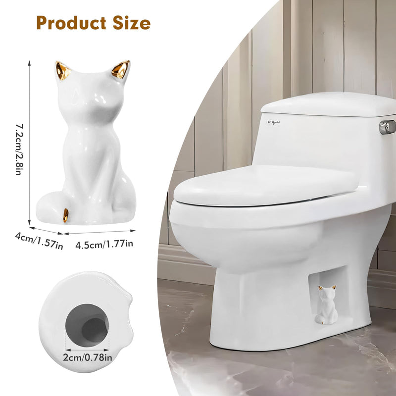 2 Pack Toilet Bolt Covers, Ceramic Toilet Bolt Caps Lovely Cate Toilet Screw Cover Caps, Fashion Toilet Decorative Avoid Rusting of Bolts