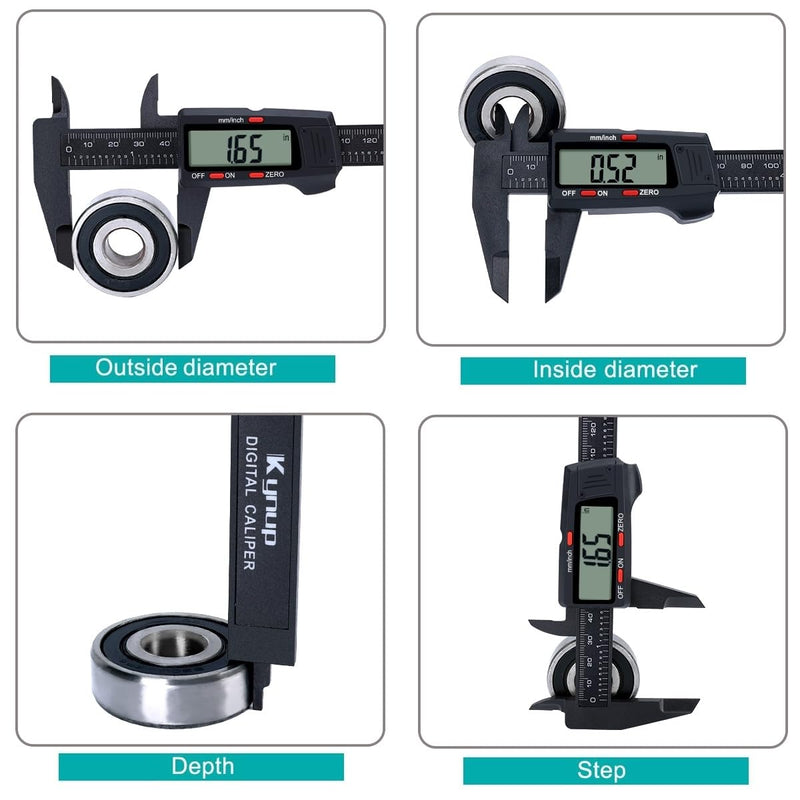 Kynup Digital Caliper, Caliper Measuring Tool with LCD Screen, Electronic Micrometer Caliper with Auto-Off Feature, Inch and Millimeter Conversion(0-6") 6" Plastic Black