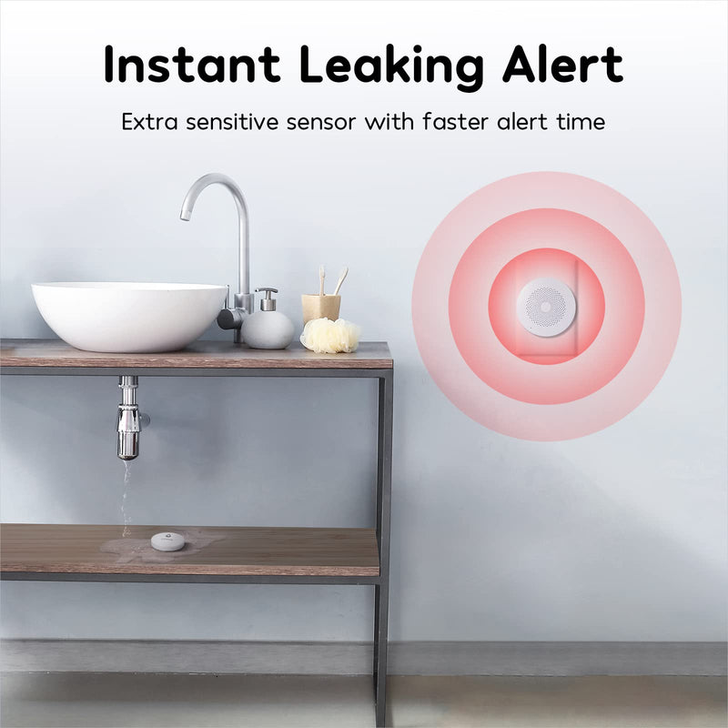 Winees WiFi Water Leak Detector, 3 Pack Water Sensors with 100dB Adjustable Alarm, Leak Alert Email&SMS Notification, 200M Transmission for Basement, Bathroom, Laundry, IFTTT, S1 Plus, 2.4G WiFi Only