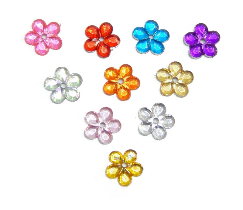 Perlin Acrylic Crystals Sewing Gemstones Set 2500 Pieces 10 Colours Flower Jewellery Stones with Hole Flat Back Resin Rhinestones for Textiles Clothing Costumes