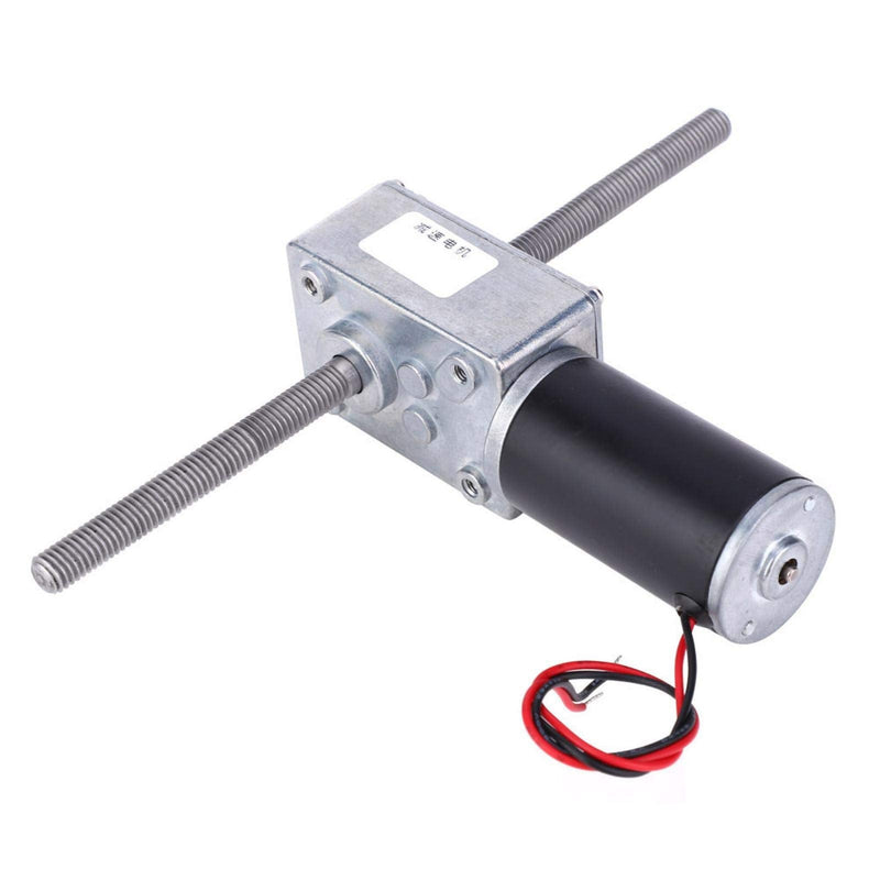 Oumefar Double Shaft Worm Gear Motor, 12V Motor with Metal Gearbox Turbo Worm Speed Reduction Gear Motor M8 Thread Small DC Motor(Reduction Ratio 50)