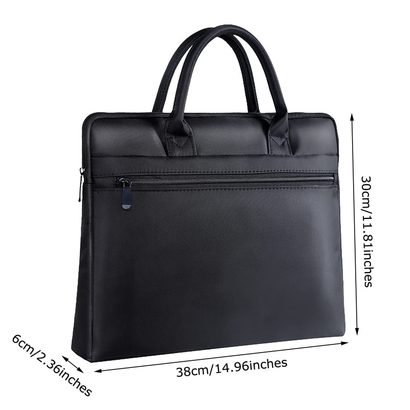 enyuwlcm Waterproof Oxford Handle Document Bag Briefcase for Men File Tote Bag for Carrying Paper Files Black