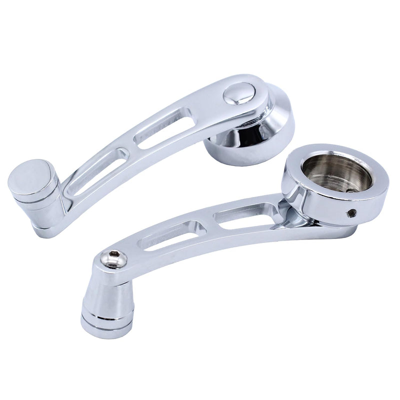 1 Pair Left & Right Window Crank Handle Kit Chrome Billet Aluminum 4 1/4" Window Handles Fits for Hot Rod Chevy Ford Chrysler Silver