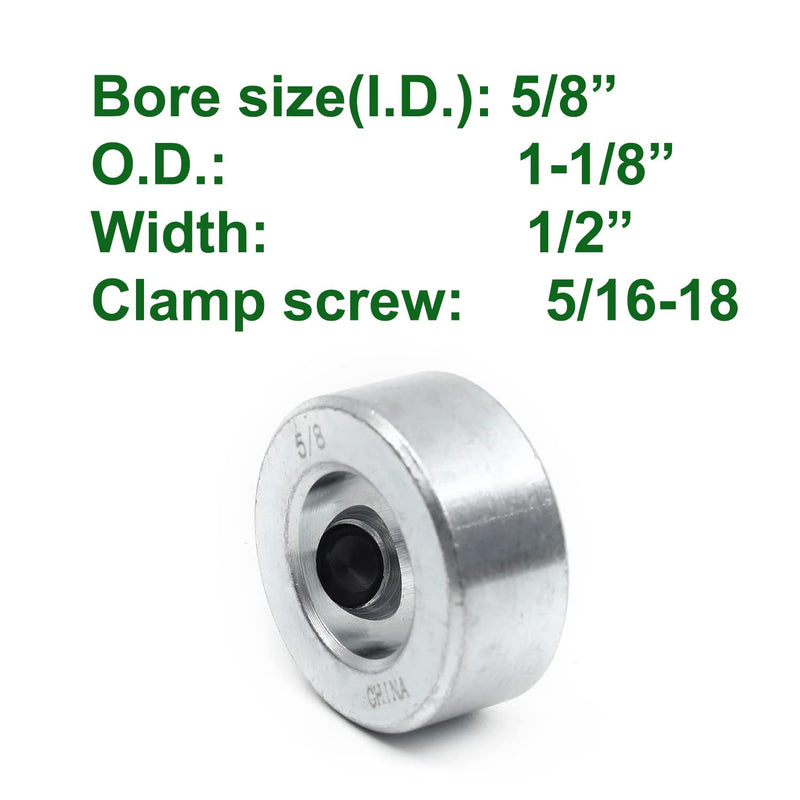 (8-Pack) Zinc Plated Carbon Steel 5/8” Bore Shaft Collars Sets - Screw Style Bore Shaft Collars with 5/8” Bore Size, 1-1/8 Outer Diameter, and 1/2 Width - Suitable for Automotive and Industrial Use 8