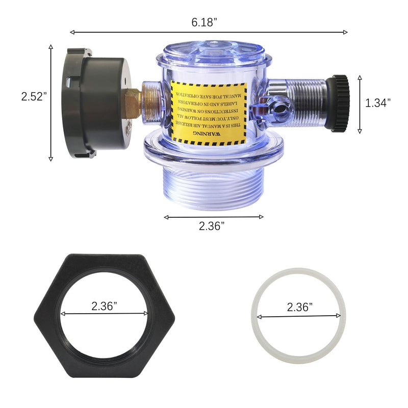 273564Z Manual Air Relief Valve, Compatible with Triton C, TR140C, TR100C, Triton II Pool Spa Sand Filters Air Relief Valve Assembly, Easy Maintenance, Accurate Pressure Monitoring