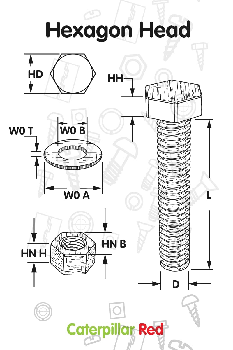 50 x Glass Filled Reinforced Nylon Hex Head M6 x 40 mm, Plastic Nuts, Bolts & Washers (15/64 x 1 37/64 in)