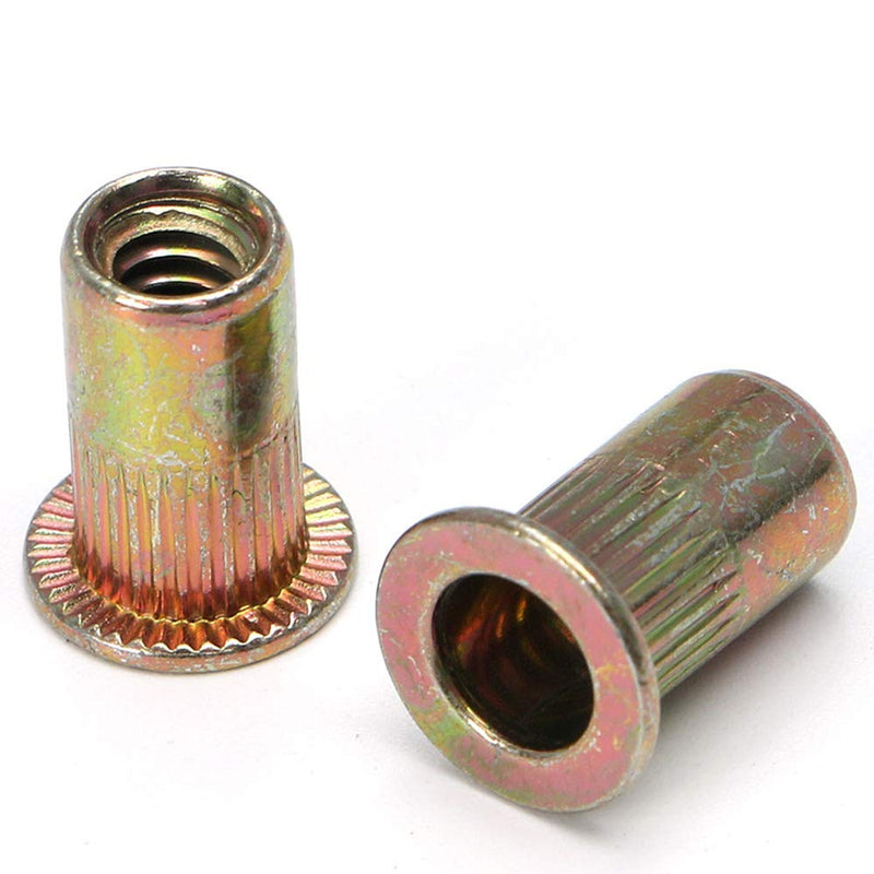 100pcs Carbon Steel SAE Rivet Nuts 1/4-20 Threaded Rivet Insert Nutsert Rivnuts Kit 1/4"-20
