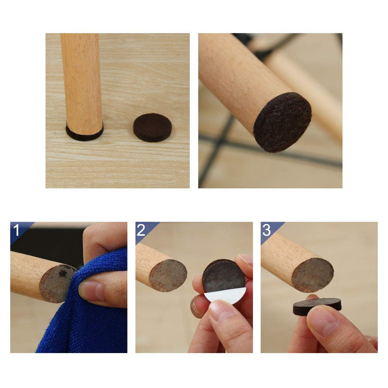 uxcell 300pcs Furniture Felt Pads Round 3/4" Self-Stick Anti-Slip Scratch Resistant Pads for Cabinet Chair Feet Floor Protector Brown (Pack of 4) 300pcs,3/4" (Pack of 4)