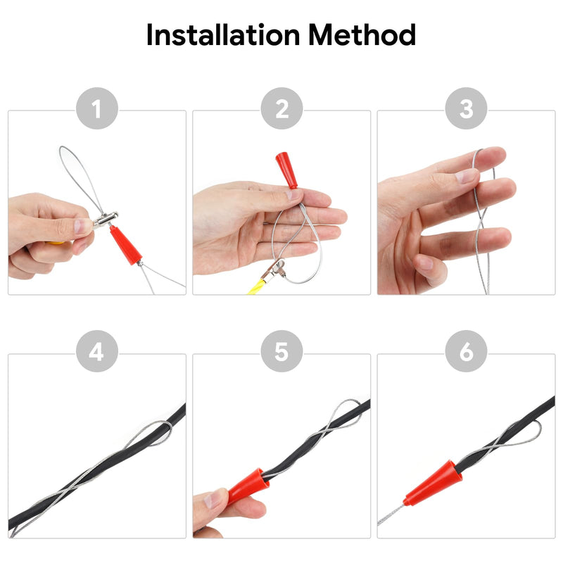 DEPSTECH Fish Tape Wire Puller Through Wall Wire Threader OD 6mm Plus Fish Cable Fastener with Steel Rope Puller Borescope Helper Through Wall 50-Foot (15M)