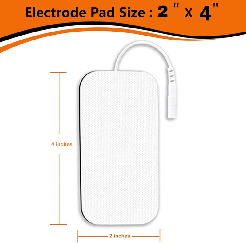 10PCS TENS Unit Replacement Pads 2x4, Reusable Electrodes for Muscle Stimulator Machine, Compatible with AUVON TENS, TENS 7000, Etekcity Tens Unit White