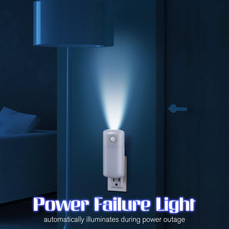 Enhon Emergency Power Failure Night Lights, 5-in-1 Multi Color LED Light, Rechargeable Flashlight with Foldable Plug, Automatic On Off Motion Sensor for Bedrooms, Hallways, Black Outs(2 Pack) 2